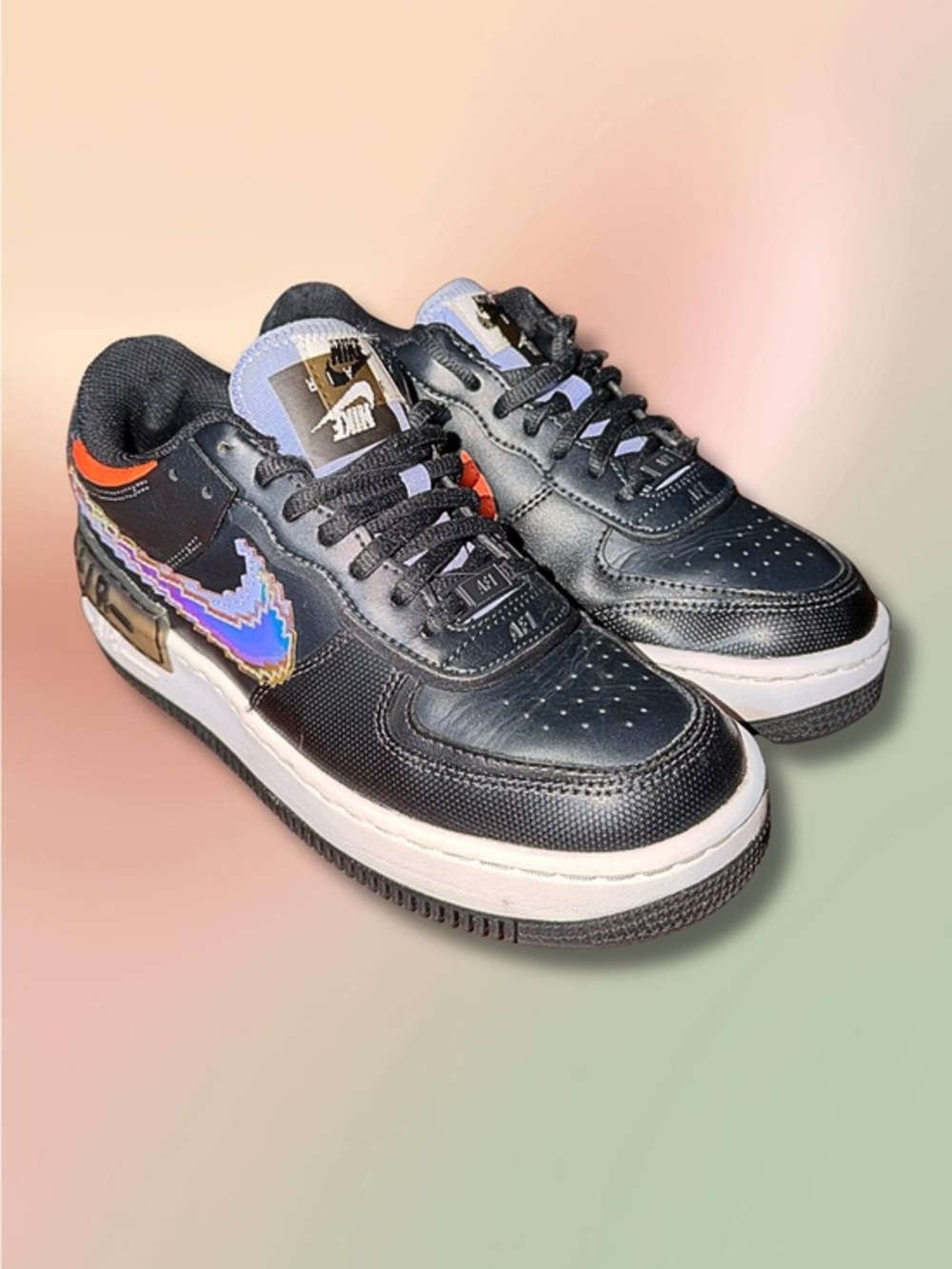 Nike Air Force 1 Shadow SE Pixel Swoosh Women’s 7 Black Multi CV8480-001